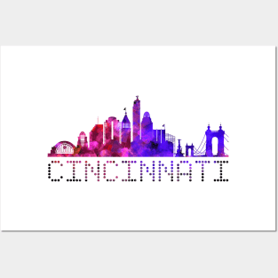 Cincinnati Skyline Purple Posters and Art